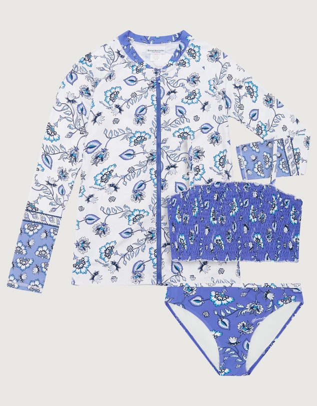Bluesalt Beachwear - Boho Set Girls Long Sleeve Rash Top with Matching Bikini - Kids-Teens
