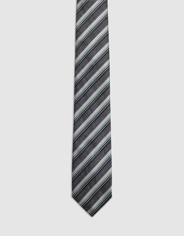 Oxford - Evan Stripe Silk/Linen 7Cm Tie