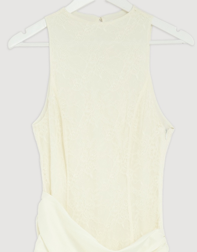 Revibe - Repaired CHANCERY Layla High Neck Lace Panelled Maxi Dress - AU 10