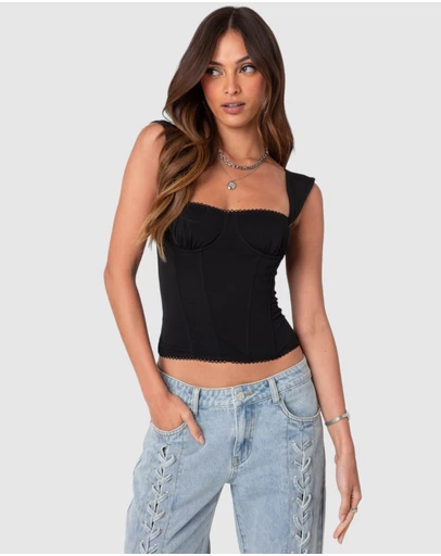 EDIKTED - Marcella Wide Strap Mesh Corset
