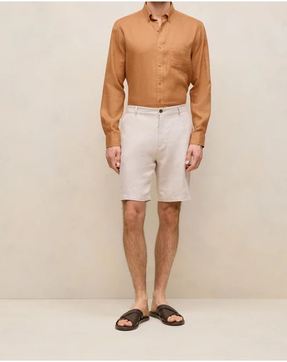 Trenery - Linen Tailored Relaxed Short in Flax