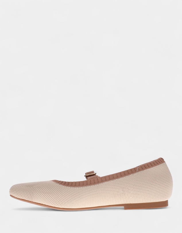 Mia Vita - Violet Mary-Jane Flats - Almond