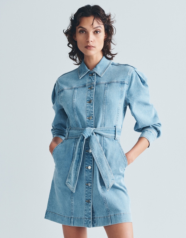white christmas dresses Blue Denim Seam Detail Skater Dress | Dresses main image 1