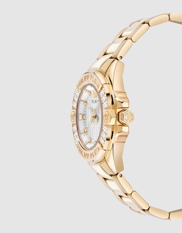Philipp Plein - Plein Majesty Gold-tone with Crystals 38mm Silver Dial