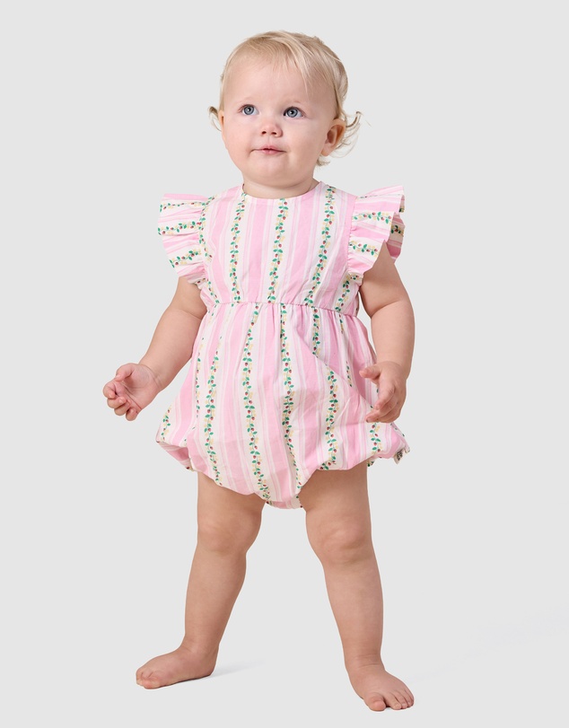 Goldie + Ace - Antique Stripe Strawberry Lani Romper - Babies