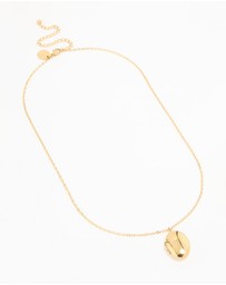 Lovisa - Waterproof Gold Plated Stainless Steel Oval Locket Short Necklace