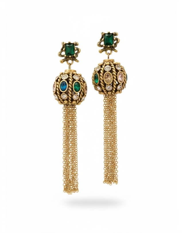 Mossée - Belle Vintage Lantern Tassel Earrings