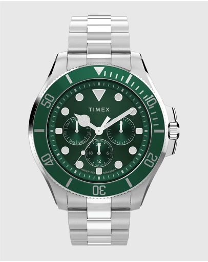 TIMEX - Harborside Coast Multifunction 43mm Stainless Steel Bracelet Watch