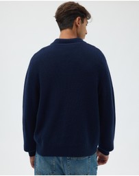 AERE - Wool Blend Chunky Knit Polo