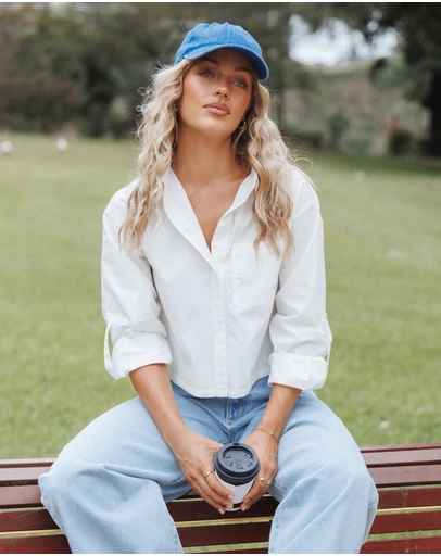 Petal & Pup - Bronagh Cropped Button Up Shirt - White