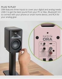 iWorld - Kanto ORA 100W Powered Reference Desktop Computer Speakers with Bluetooth 5.0 Pink