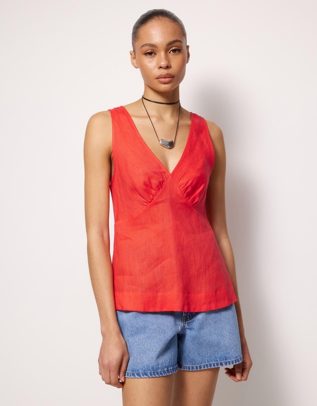 AERE - V-Neck Linen Top