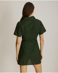 Atmos&Here - Cara Tie Waist Mini Shirt Dress
