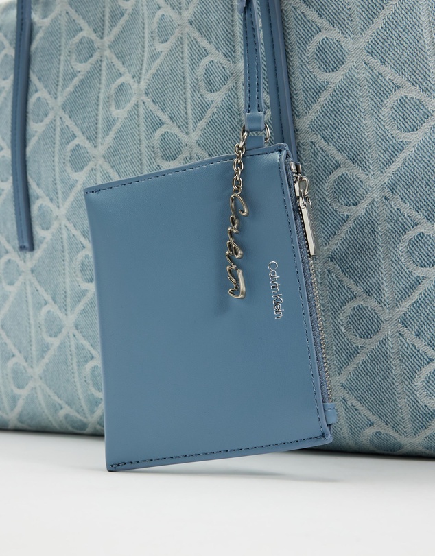 Calvin Klein - Emblem Aop Denim Tote W/ Pouch