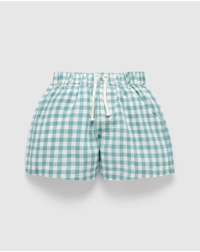 Purebaby - Pull on Gingham Shorts- Kids-Babies