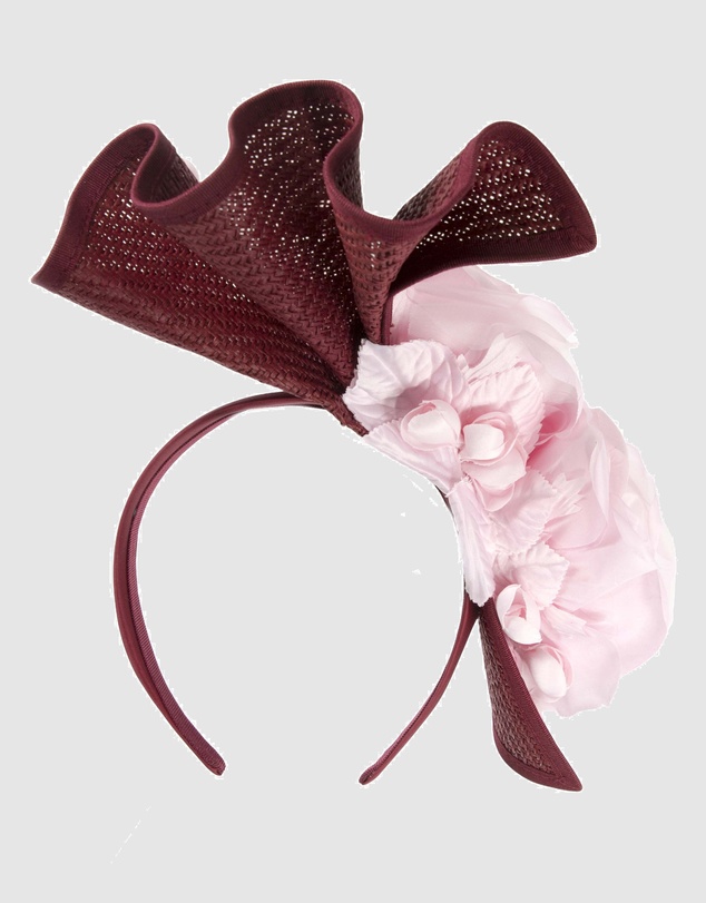 Fillies Collection - Bespoke Sculpted Natural Fuchsia Racing Fascinator