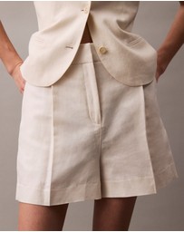 Calvin Klein - Structured Linen Tailored Shorts