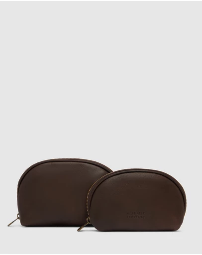 Republic of Florence - Duo Matt Chocolate Leather Pouch Set