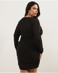 Atmos&Here Curvy - Elsa Long Sleeve Mesh Mini Dress