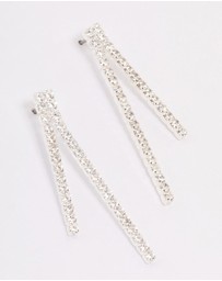 Lovisa - Silver Cubic Zirconia Tassel Drop Earrings