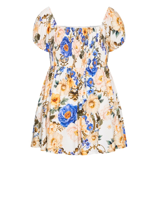 City Chic - Plus size Abbigail Regal Print Mini Dress - ivory