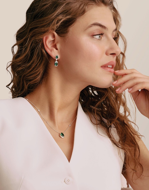 THOMAS SABO - THOMAS SABO Necklace with Green Teardrop Stone Silver