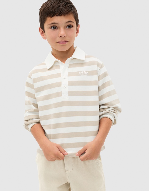 Seed Heritage - Stripe Collar Logo Sweat