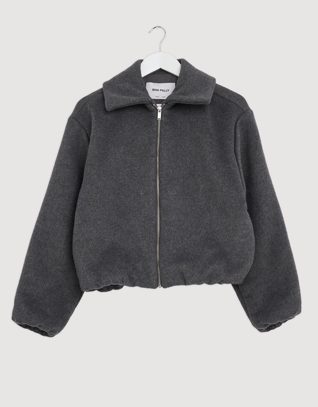 Revibe - Repaired ENA PELLY Maeve Wool Blend Bomber Jacket - AU 6