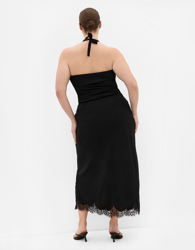 City Chic - Plus size Envious Lace Hem Skirt - black
