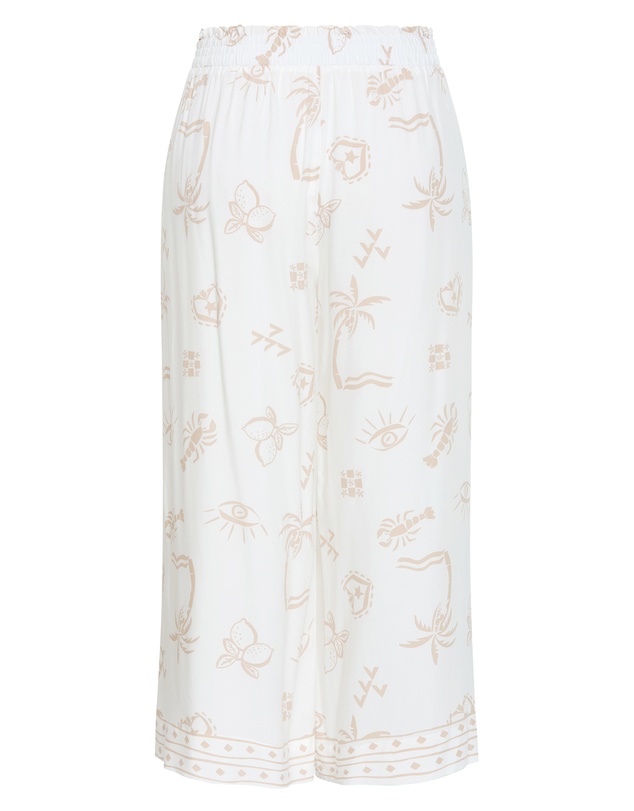 City Chic - Plus size Alessia Border Print Pant - ivory