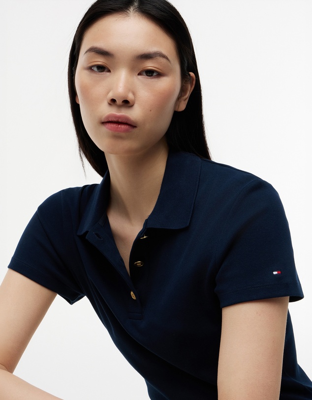 Tommy Hilfiger - Slim Fit Gold-Tone Button Polo Shirt