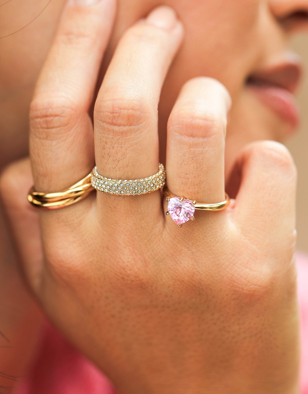 Elli Jewelry - Ring with Stones Crystals 925 Sterling Silver Gold-plated