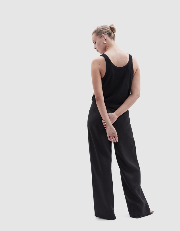 UNISON - Linen Blend Scoop Neck Tank