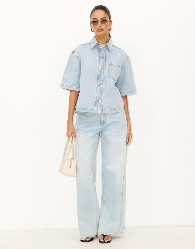 Dazie - Imani Short Sleeve Denim Shirt