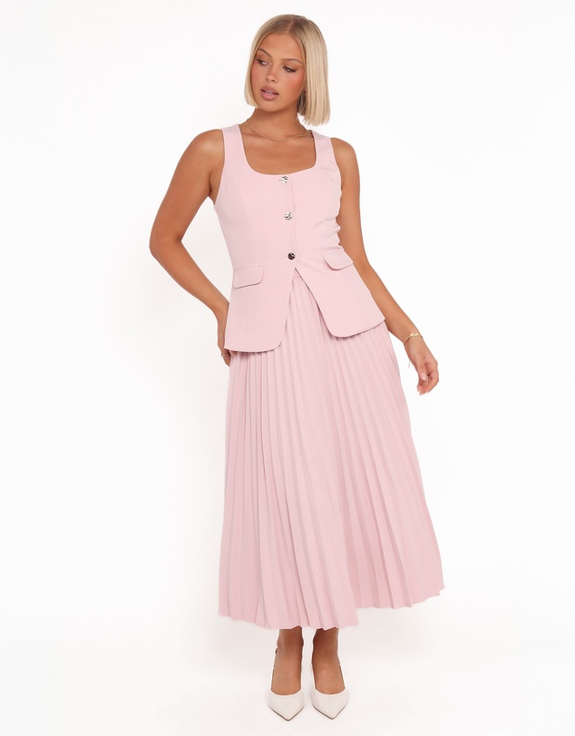 Petal & Pup - Liliana Pleated Midi Skirt - Pink