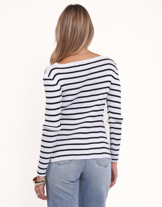Petal & Pup - Alvina Knit Top - White Black Stripe