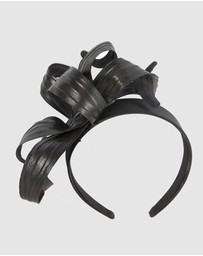 Max Alexander - Leather Leafs Black Headband Fascinator