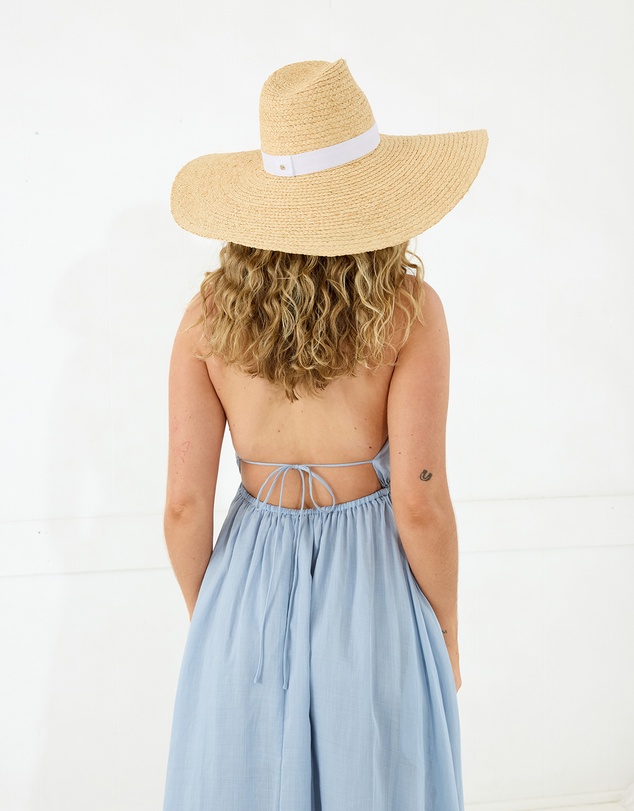 Morgan & Taylor - Camden Braided Raffia Wide-Brim Fedora in Natural Beige