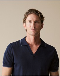 Trenery - Merino Knit Polo in Navy