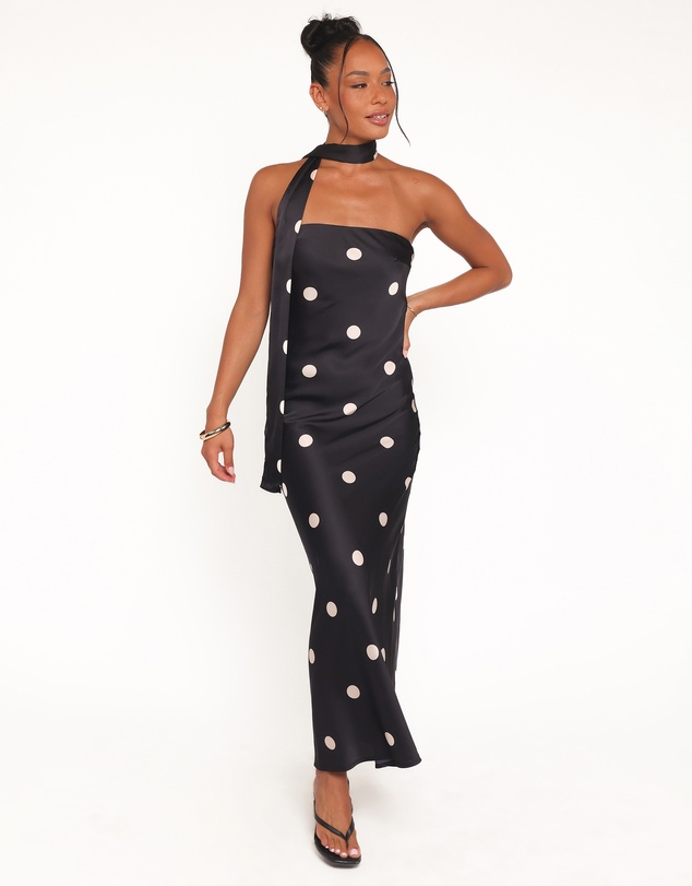 Petal & Pup - Jutta Strapless Maxi Dress - Black Polka Dot