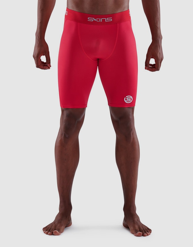 SKINS - SKINS Compression Men's Series-1 Running/Gym Half Tight Activewear Red