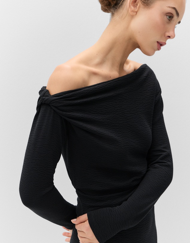 UNISON - Textured Off Shoulder Dress