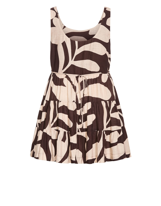 City Chic - Plus size Taranto Print Mini Dress - chocolate