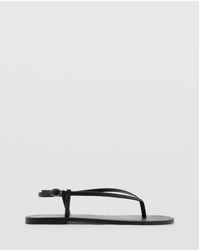 M.N.G - Leather Sandals with Wide Strap