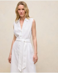 Trenery - Linen Sleeveless Shirt Dress in White