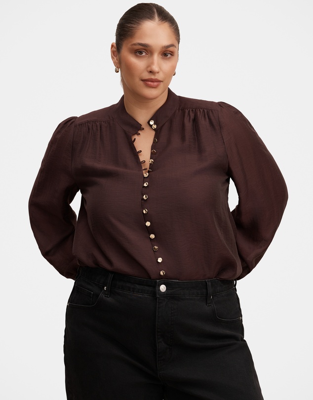 Forever New Curve - Amelia Curve Printed Button Down Blouse