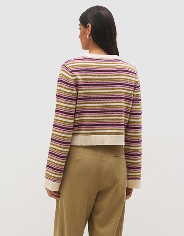 MON RENN - Orchid Stripe Cardigan