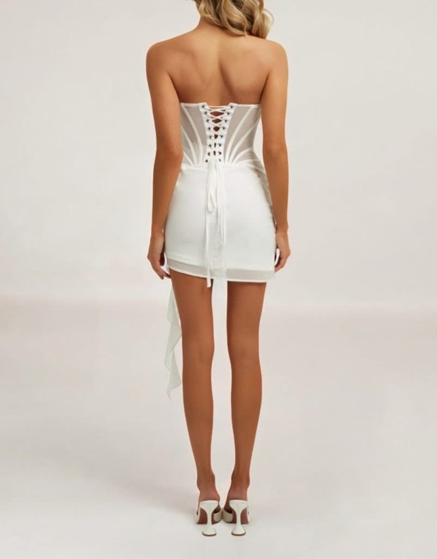 Heiress Beverly Hills - Chiffon Mesh Corset Flower Drape Mini Dress