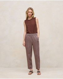 Trenery - Linen End On End Stripe Relaxed Pant in Espresso