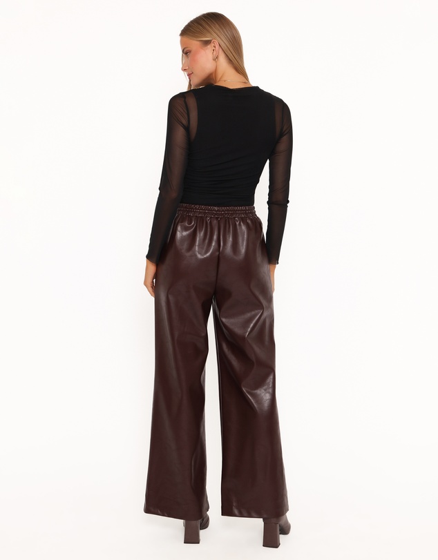 Petal & Pup - Saffron Vegan Leather Wide Leg Pant - Burgundy